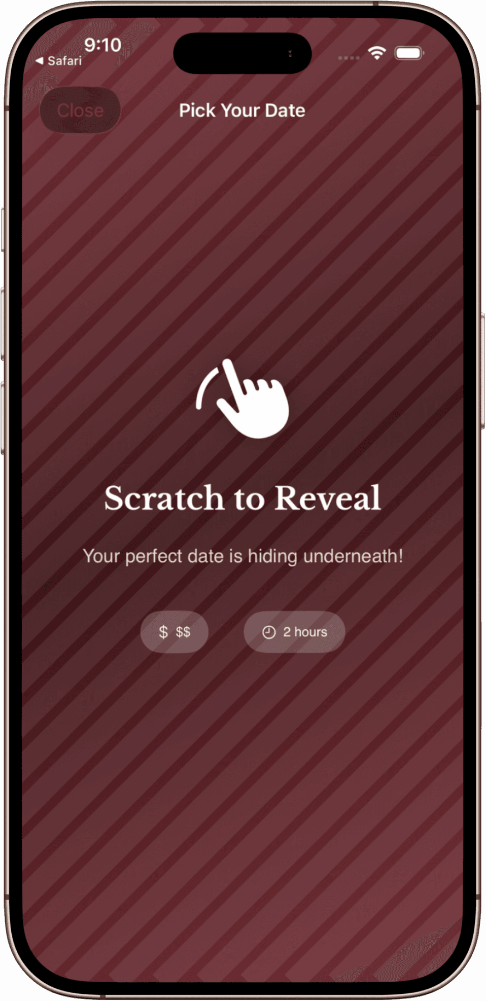 Dately scratch-to-reveal card